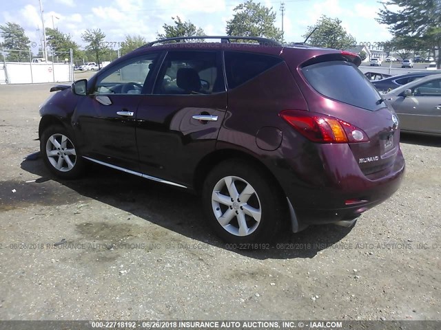 JN8AZ18U99W030247 - 2009 NISSAN MURANO S/SL MAROON photo 3