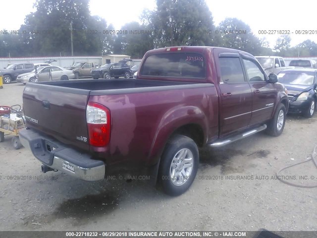 5TBET34186S547064 - 2006 TOYOTA TUNDRA DOUBLE CAB SR5 BURGUNDY photo 4