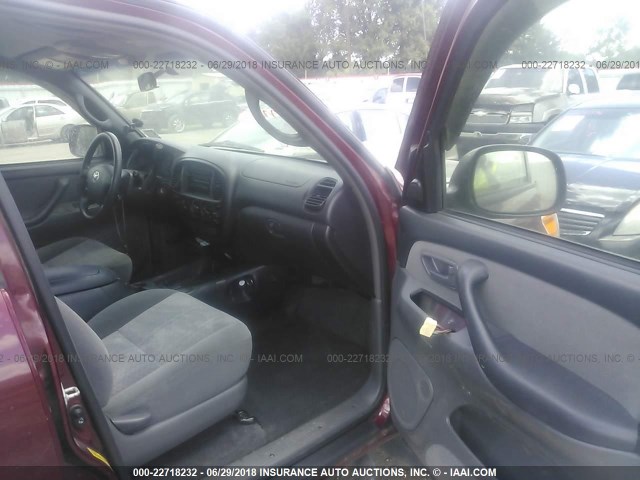5TBET34186S547064 - 2006 TOYOTA TUNDRA DOUBLE CAB SR5 BURGUNDY photo 5