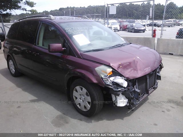 5N1BV28U25N109143 - 2005 NISSAN QUEST S/SE/SL MAROON photo 1