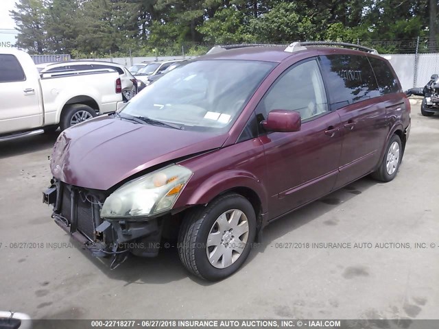 5N1BV28U25N109143 - 2005 NISSAN QUEST S/SE/SL MAROON photo 2