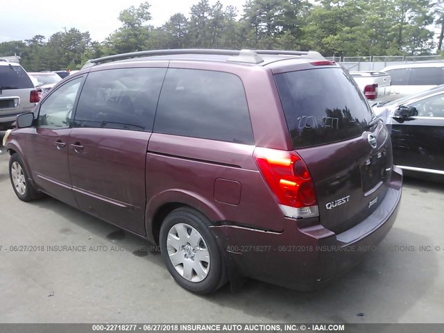 5N1BV28U25N109143 - 2005 NISSAN QUEST S/SE/SL MAROON photo 3