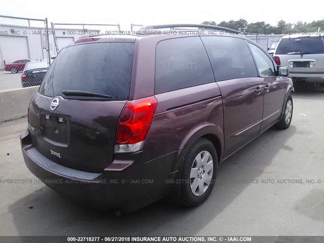 5N1BV28U25N109143 - 2005 NISSAN QUEST S/SE/SL MAROON photo 4