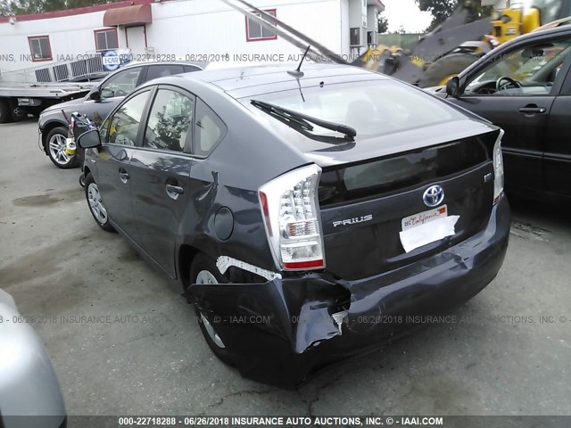 JTDKN3DU7B1423485 - 2011 TOYOTA PRIUS GRAY photo 3