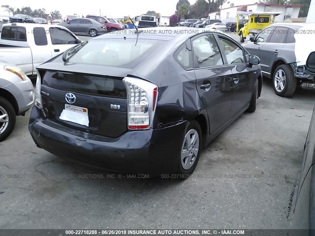 JTDKN3DU7B1423485 - 2011 TOYOTA PRIUS GRAY photo 4