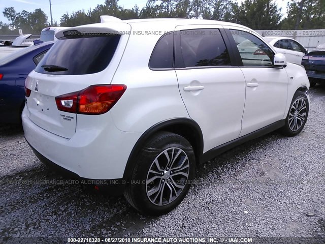 JA4AP3AU7HZ002025 - 2017 MITSUBISHI OUTLANDER SPORT ES/SE WHITE photo 4