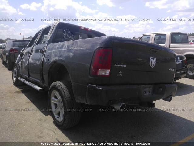 1C6RD7PT6CS329869 - 2012 DODGE RAM 1500 LONGHORN BLACK photo 3