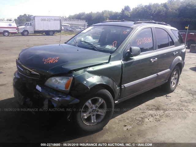 KNDJC733335112776 - 2003 KIA SORENTO EX/LX GREEN photo 2