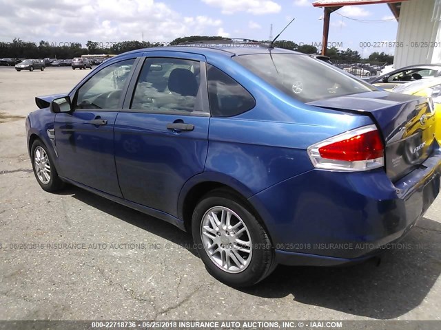 1FAHP35N78W161223 - 2008 FORD FOCUS SE/SEL/SES BLUE photo 3