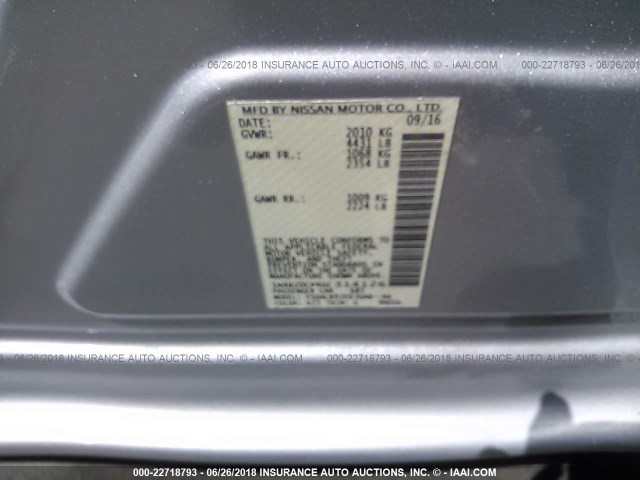 1N4BZ0CP4GC314126 - 2016 NISSAN LEAF SV/SL SILVER photo 9