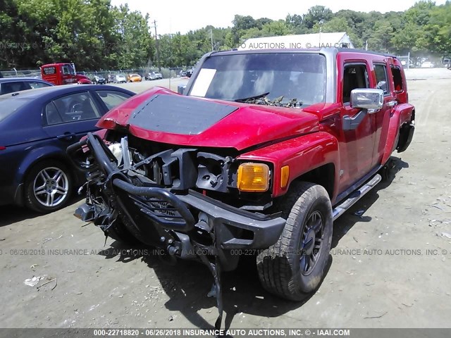 5GTDN136568181219 - 2006 HUMMER H3 RED photo 2