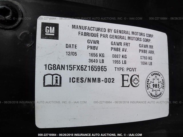 1G8AN15FX6Z165965 - 2006 SATURN ION LEVEL 2 Mavi foto 9