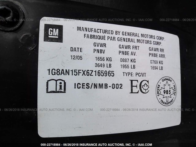 1G8AN15FX6Z165965 - 2006 SATURN ION LEVEL 2 BLUE photo 9