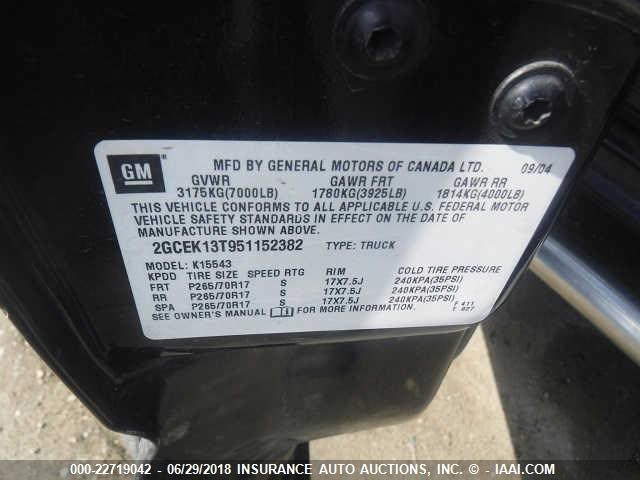 2GCEK13T951152382 - 2005 CHEVROLET SILVERADO K1500 BLUE photo 9