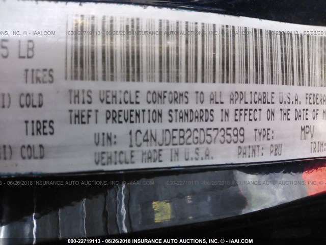 1C4NJDEB2GD573599 - 2016 JEEP COMPASS LATITUDE 深蓝色 照片 9