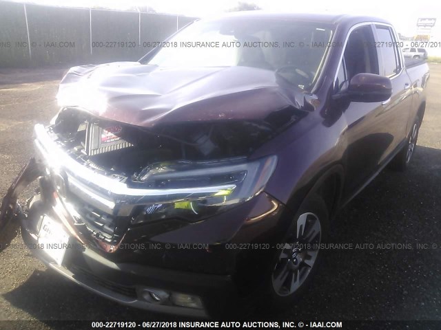 5FPYK3F7XJB000682 - 2018 HONDA RIDGELINE RTL MAROON photo 2