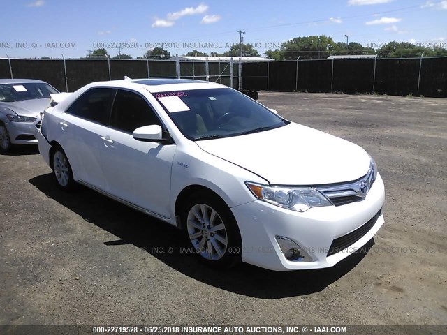 4T1BD1FK7CU037616 - 2012 TOYOTA CAMRY HYBRID/LE/XLE WHITE photo 1