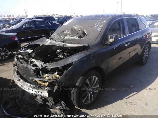 5FRYD3H61FB008604 - 2015 ACURA MDX TECHNOLOGY GRAY photo 2