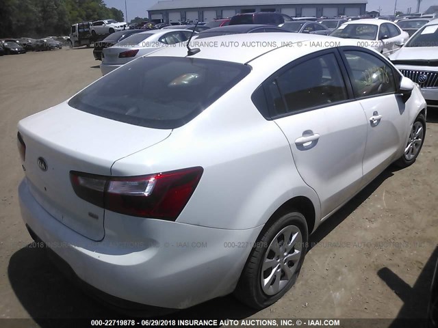 KNADM4A37F6435364 - 2015 KIA RIO LX WHITE photo 4