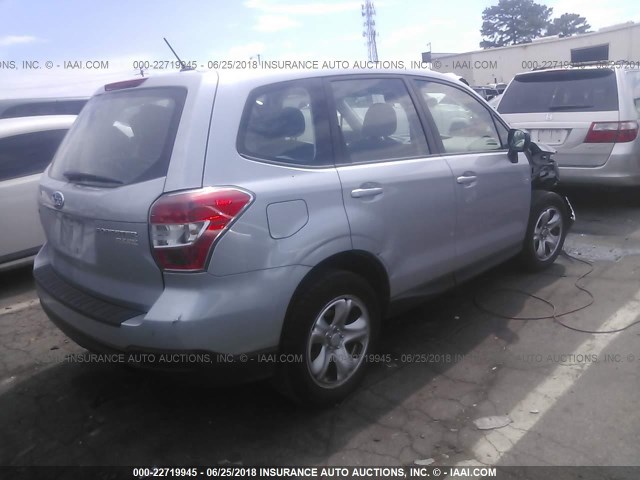 JF2SJAACXFH443241 - 2015 SUBARU FORESTER 2.5I SILVER photo 4