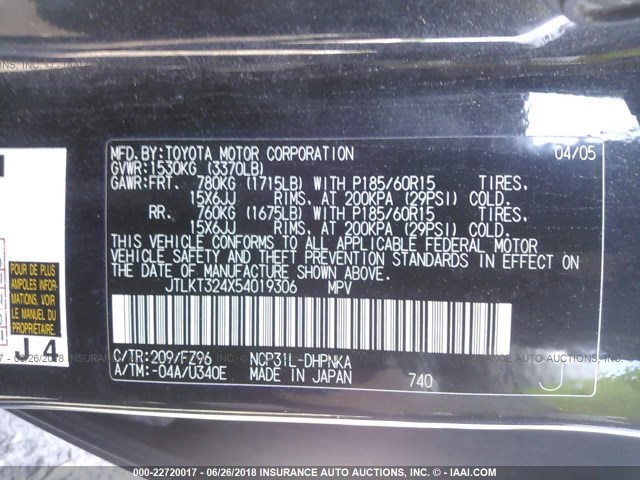 JTLKT324X54019306 - 2005 TOYOTA SCION XB Qara foto 9