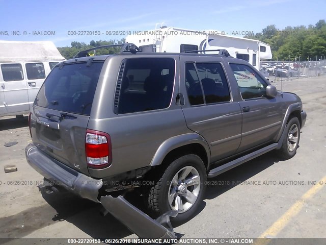 JN8DR09Y62W727907 - 2002 NISSAN PATHFINDER LE/SE GRAY photo 4