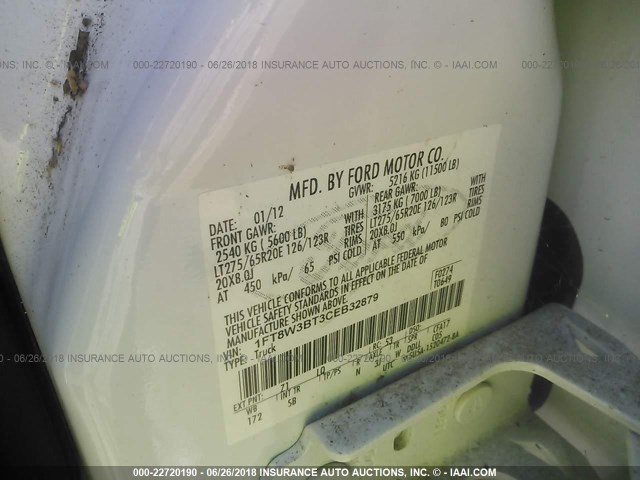 1FT8W3BT3CEB32879 - 2012 FORD F350 SUPER DUTY WHITE photo 10