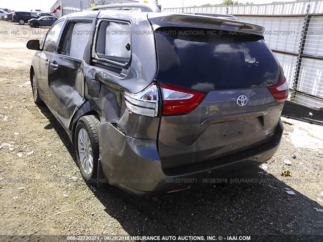 5TDYK3DC0FS637754 - 2015 TOYOTA SIENNA XLE/LIMITED GRAY photo 3