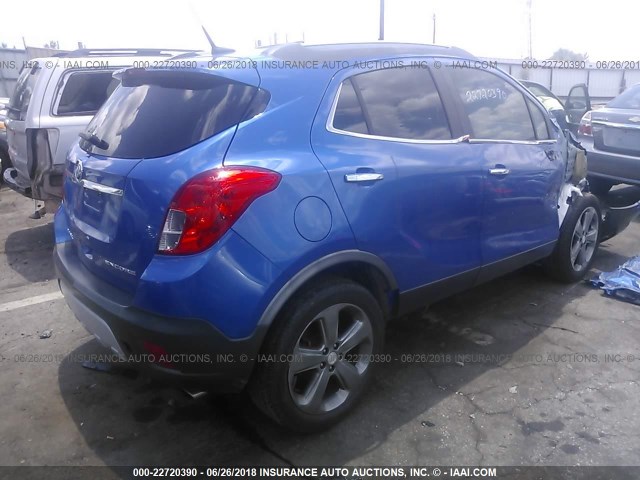 KL4CJBSB1EB516474 - 2014 BUICK ENCORE CONVENIENCE BLUE photo 4