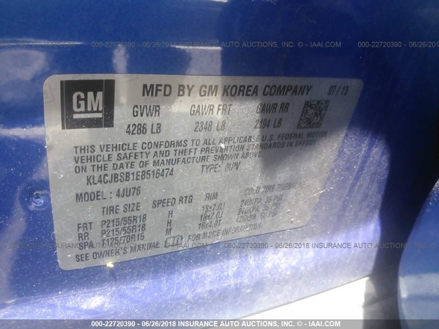 KL4CJBSB1EB516474 - 2014 BUICK ENCORE CONVENIENCE BLUE photo 9