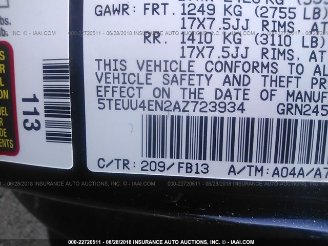 5TEUU4EN2AZ723934 - 2010 TOYOTA TACOMA ACCESS CAB Қара фото 9