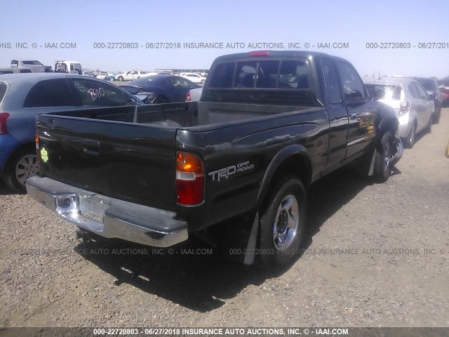 4TASN92N0YZ640655 - 2000 TOYOTA TACOMA XTRACAB PRERUNNER მწვანე ფოტო 4