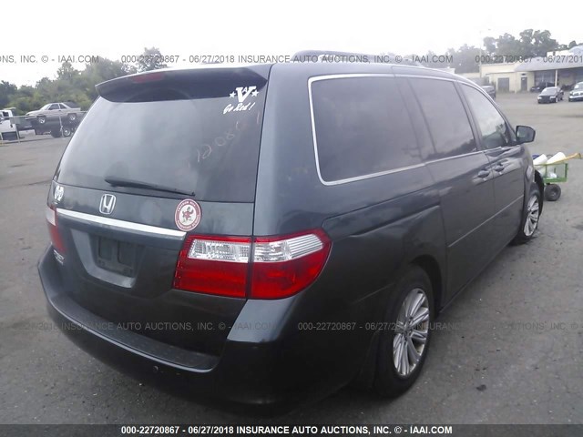 5FNRL38806B091310 - 2006 HONDA ODYSSEY TOURING GRAY photo 4