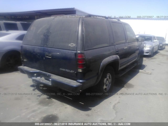 1GNEK13R0YR191899 - 2000 CHEVROLET TAHOE K1500 BLUE photo 4