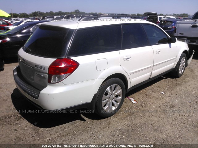 4S4BP66C997335525 - 2009 SUBARU OUTBACK 2.5I LIMITED WHITE photo 4