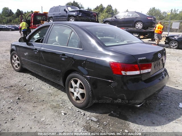 5NPEU46F66H132107 - 2006 HYUNDAI SONATA GLS/LX BLACK photo 3