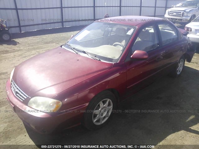 KNAFB121935266475 - 2003 KIA SPECTRA LS MAROON photo 2