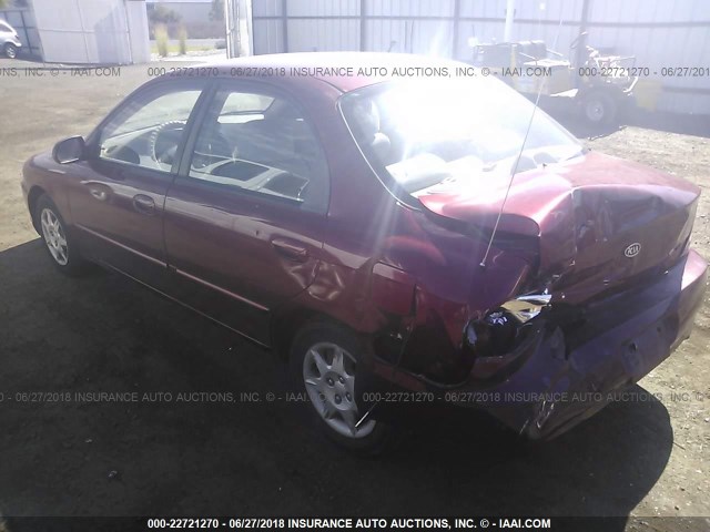 KNAFB121935266475 - 2003 KIA SPECTRA LS MAROON photo 3