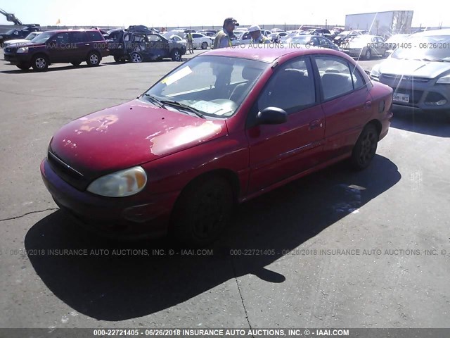 KNADC123726182217 - 2002 KIA RIO RED photo 2