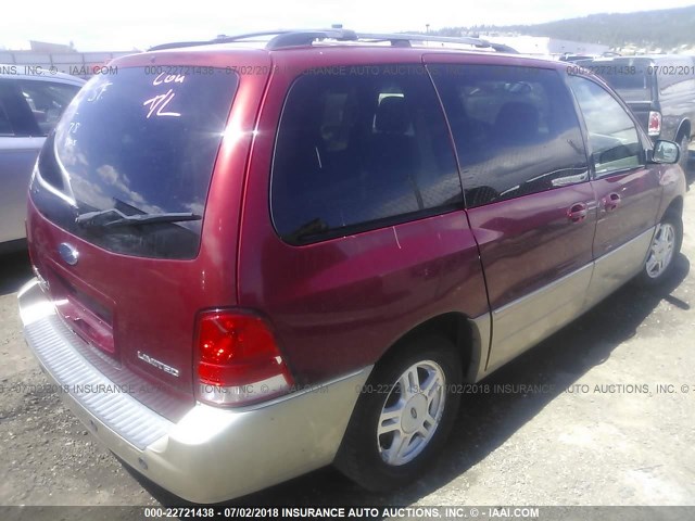 2FMDA58255BA30145 - 2005 FORD FREESTAR LIMITED RED photo 4