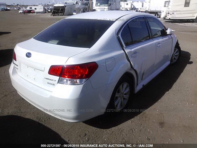 4S3BMBC62B3250379 - 2011 SUBARU LEGACY 2.5I PREMIUM WHITE photo 4