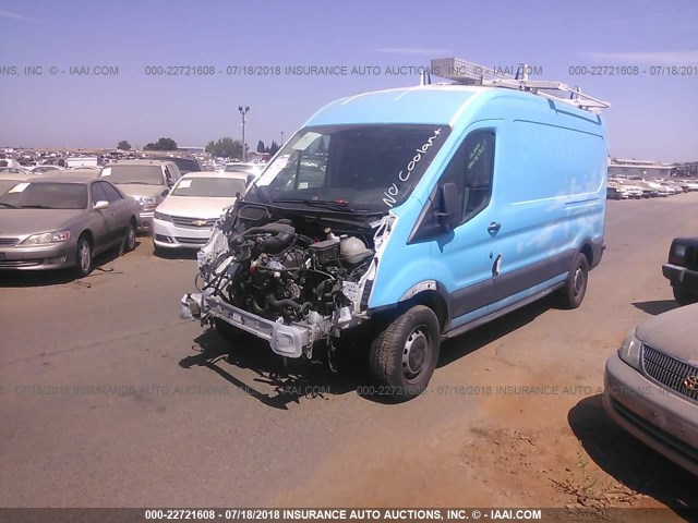 1FTNR2CM1FKA26464 - 2015 FORD TRANSIT T-250 BLUE photo 2