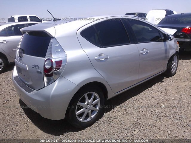 JTDKDTB34E1065828 - 2014 TOYOTA PRIUS C SILVER photo 4