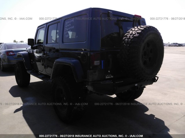 1C4BJWEG1DL538113 - 2013 JEEP WRANGLER UNLIMITE SAHARA BLUE photo 3