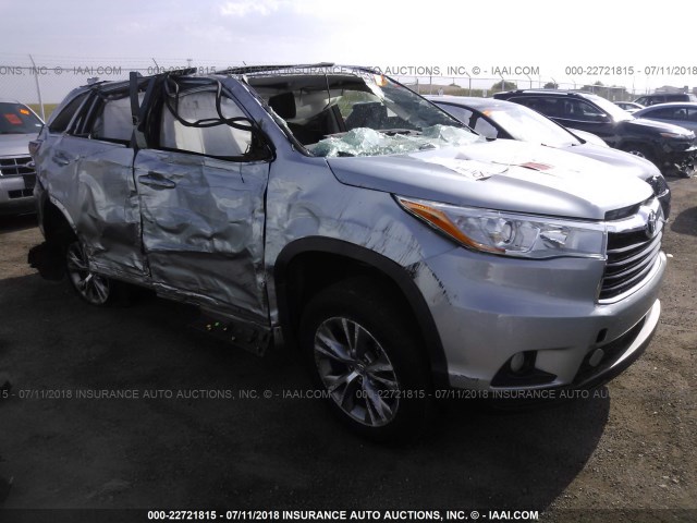 5TDKKRFH3FS108347 - 2015 TOYOTA HIGHLANDER XLE GRAY photo 1