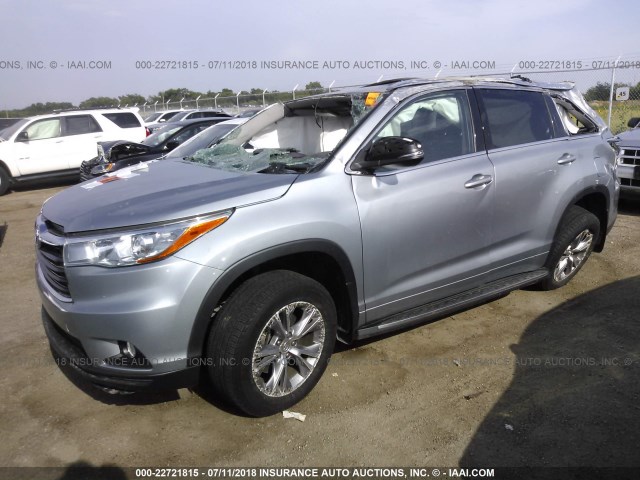 5TDKKRFH3FS108347 - 2015 TOYOTA HIGHLANDER XLE ნაცრისფერი ფოტო 2