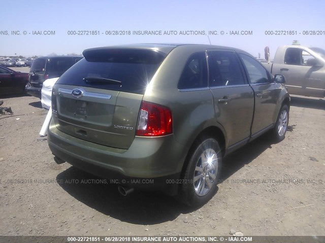 2FMDK3KC0DBC54523 - 2013 FORD EDGE LIMITED GREEN photo 4