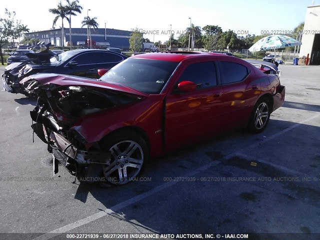 2B3KA53H46H500110 - 2006 DODGE CHARGER R/T RED photo 2