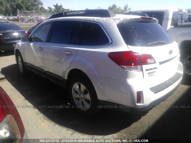 4S4BRCLC2B3366593 - 2011 SUBARU OUTBACK 2.5I LIMITED WHITE photo 3