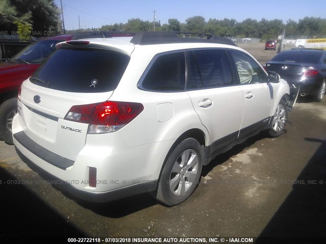 4S4BRCLC2B3366593 - 2011 SUBARU OUTBACK 2.5I LIMITED WHITE photo 4